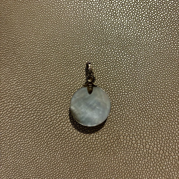 Vintage Designer Large Abalone Shell Pearl Sterling Silver Pendant - Picture 2 of 3